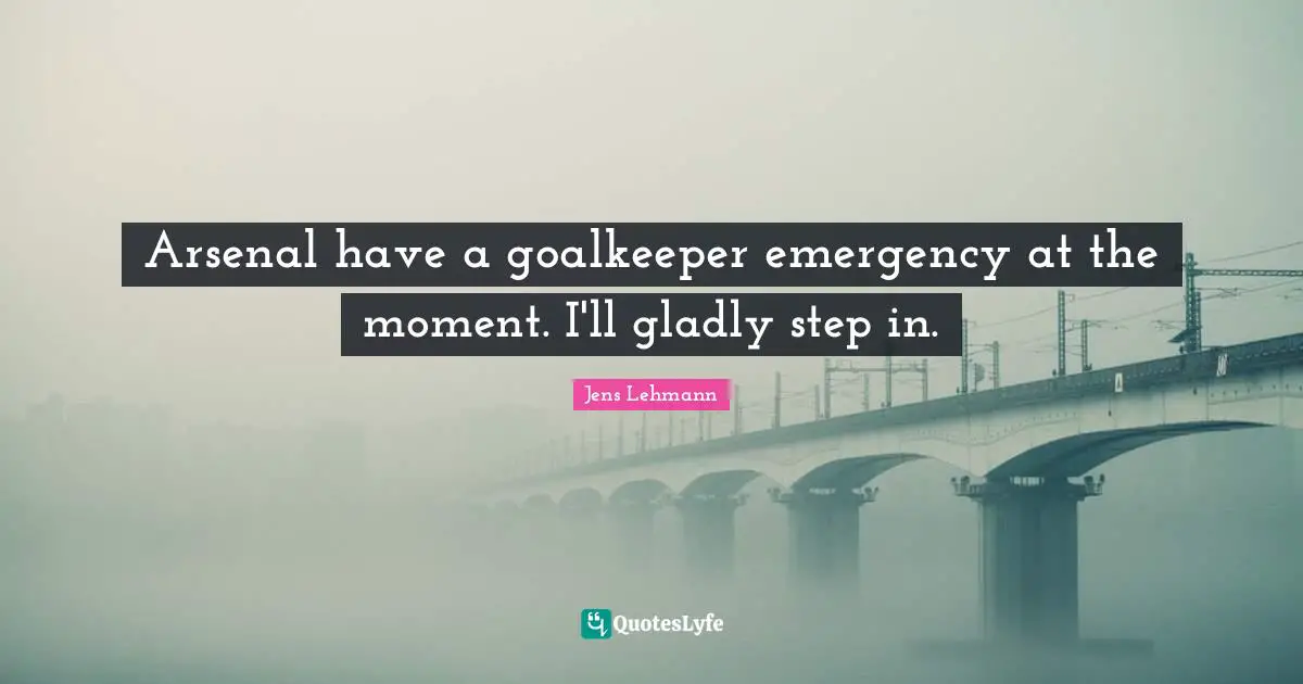 Arsenal have a goalkeeper emergency at the moment. I'll gladly step in.
