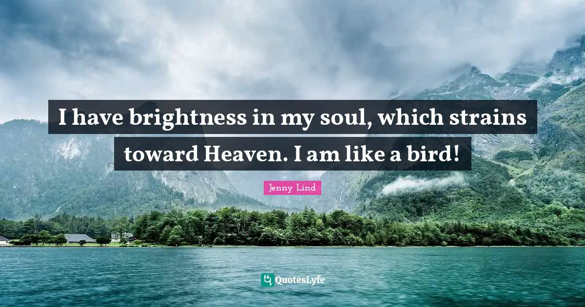 I have brightness in my soul, which strains toward Heaven. I am like a bird!