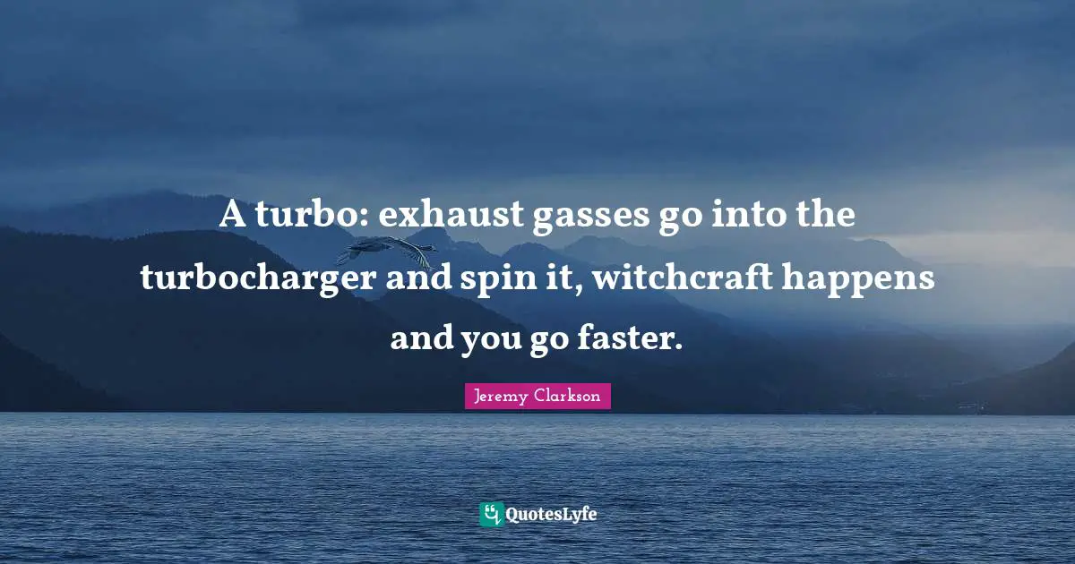 A turbo: exhaust gasses go into the turbocharger and spin it, witchcraft happens and you go faster.