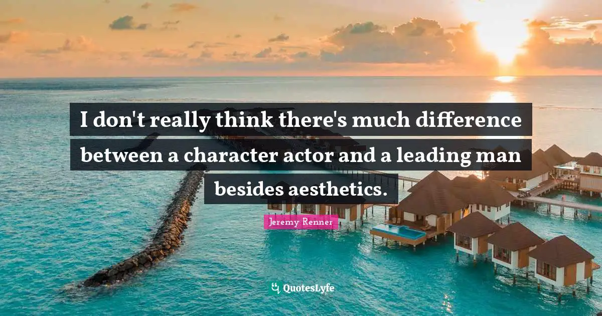 Aesthetics Quotes: "I don't really think there's much difference between a character actor and a leading man besides aesthetics."