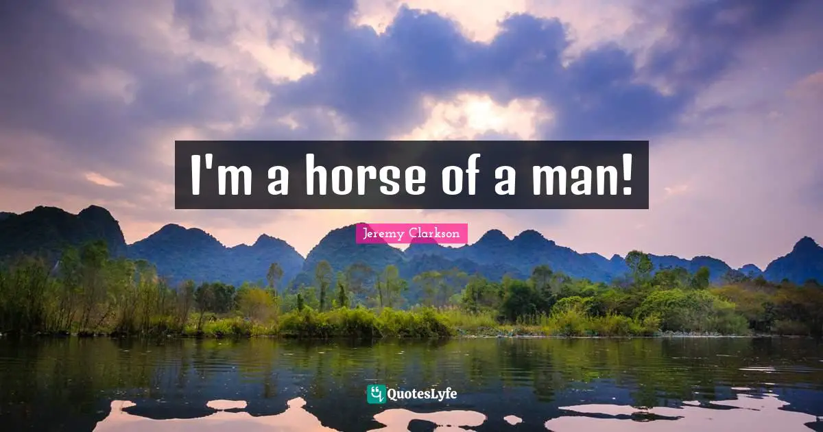 I'm a horse of a man!