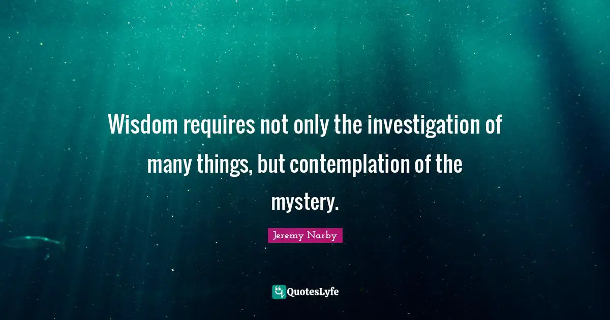 Wisdom requires not only the investigation of many things, but contemplation of the mystery.
