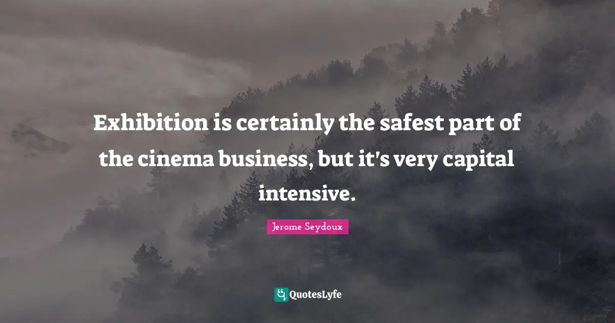 Exhibition is certainly the safest part of the cinema business, but it's very capital intensive.