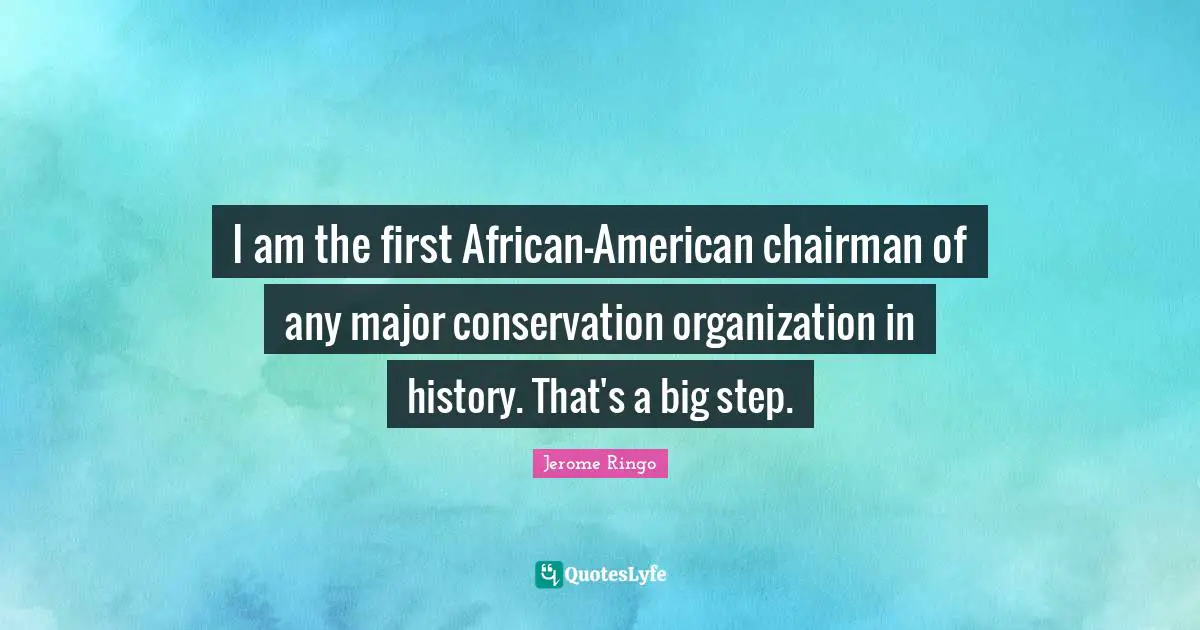 I am the first African-American chairman of any major conservation organization in history. That's a big step.