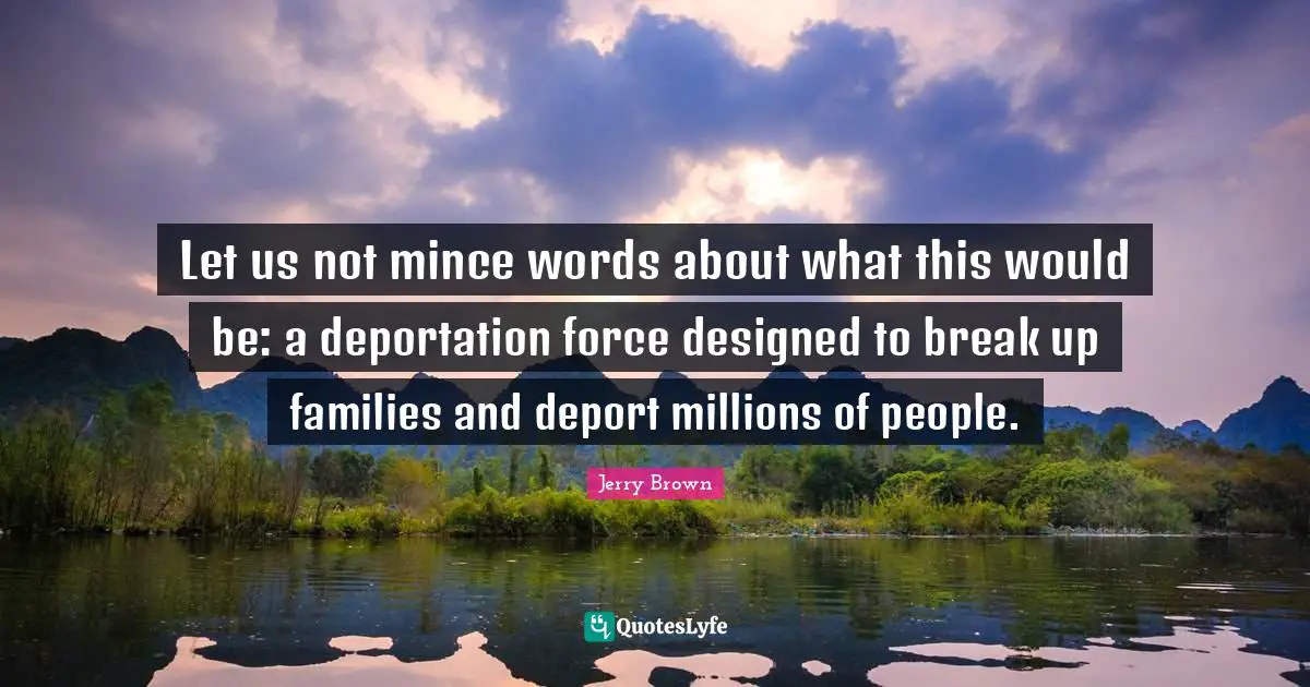 Let us not mince words about what this would be: a deportation force designed to break up families and deport millions of people.
