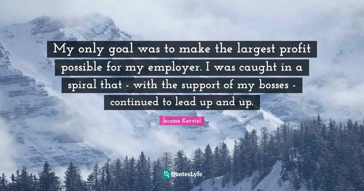 My only goal was to make the largest profit possible for my employer. I was caught in a spiral that - with the support of my bosses - continued to lead up and up.