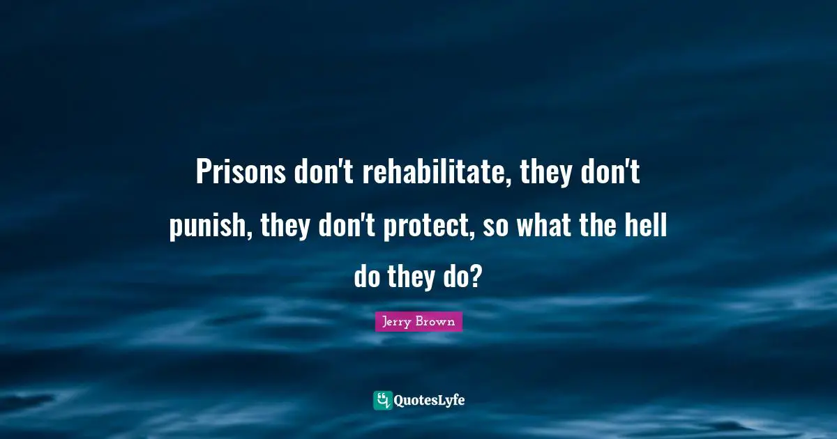 Rehabilitation Quotes: "Prisons don't rehabilitate, they don't punish, they don't protect, so what the hell do they do?"