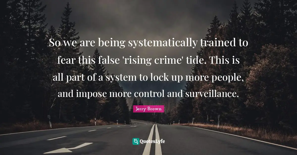 So we are being systematically trained to fear this false 'rising crime' tide. This is all part of a system to lock up more people, and impose more control and surveillance.