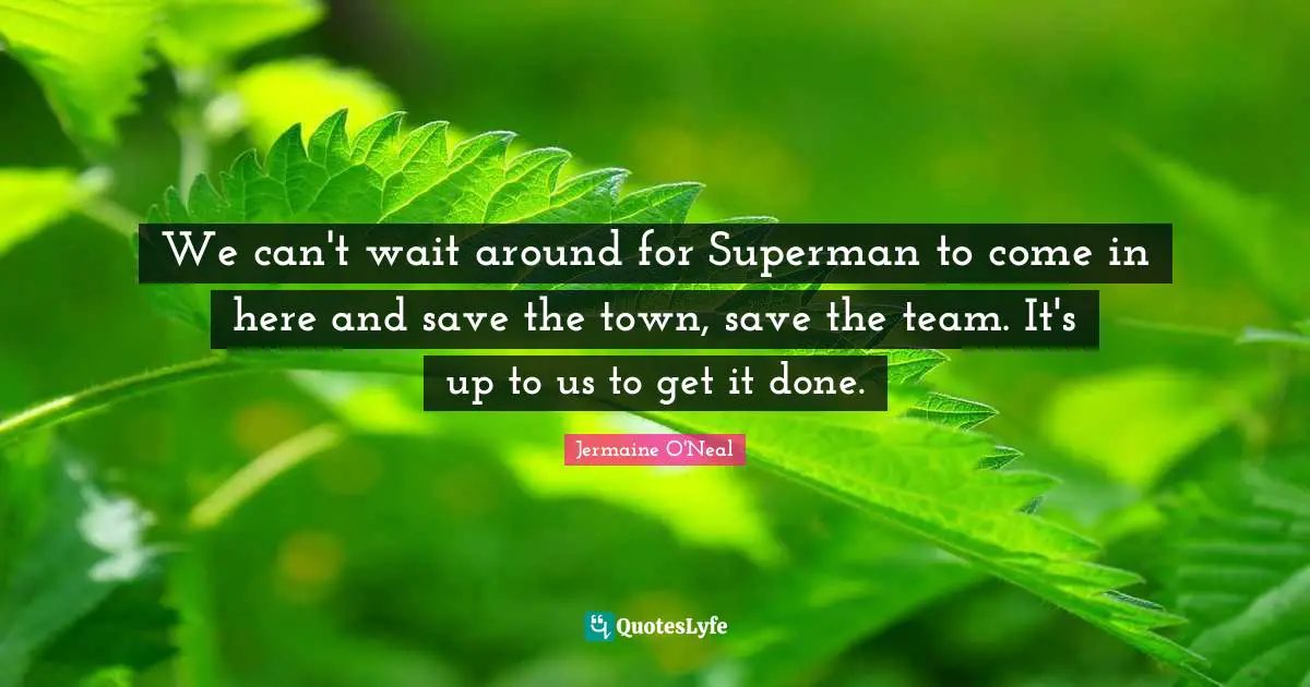 Jermaine O'Neal Quotes: "We can't wait around for Superman to come in here and save the town, save the team. It's up to us to get it done."