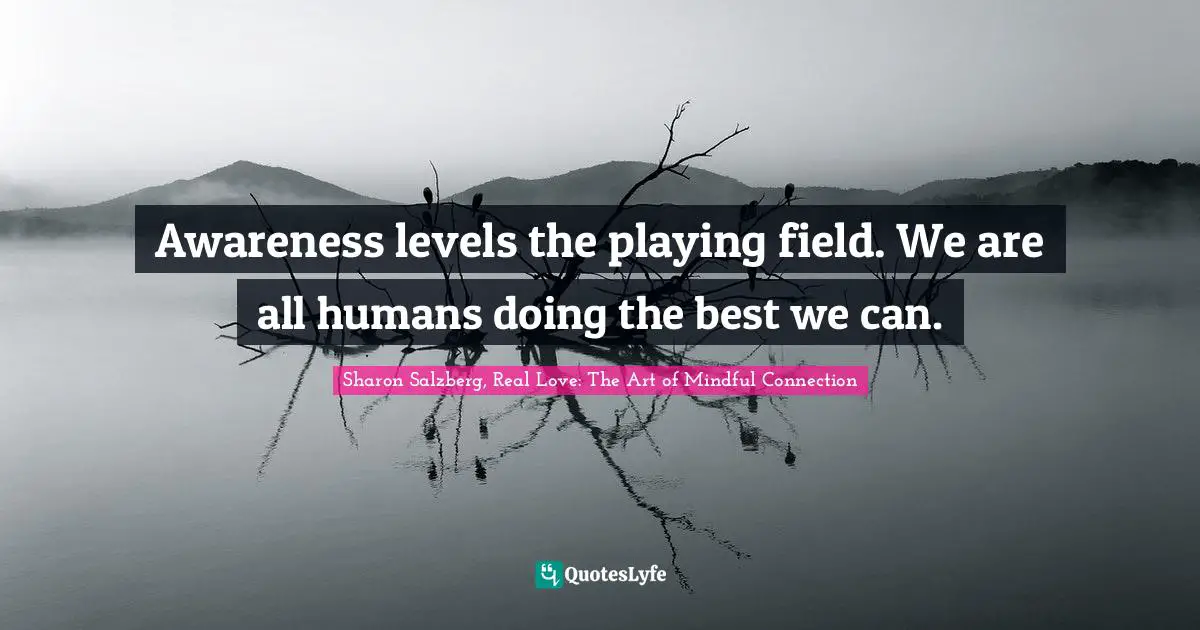 Sharon Salzberg, Real Love: The Art Of Mindful Connection Quotes: "Awareness levels the playing field. We are all humans doing the best we can."