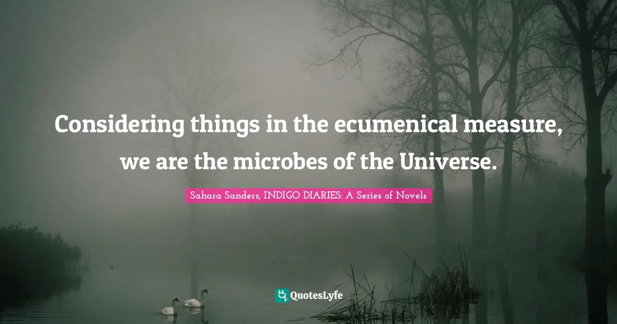 Considering things in the ecumenical measure, we are the microbes of the Universe.