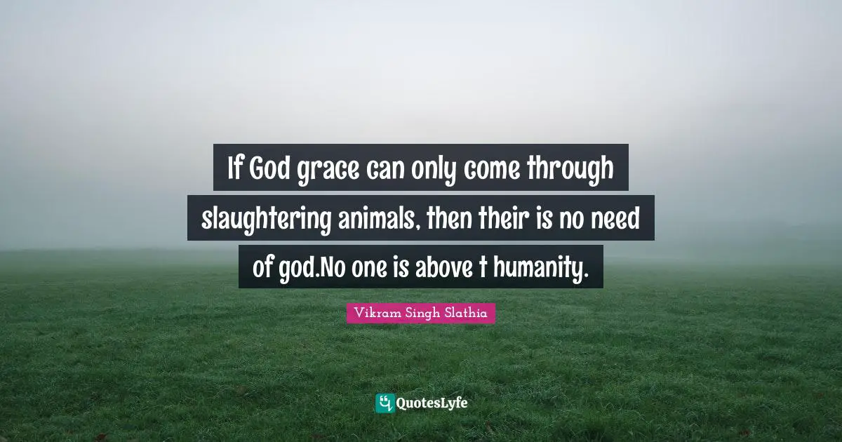 If God grace can only come through slaughtering animals, then their is no need of god.No one is above t humanity.