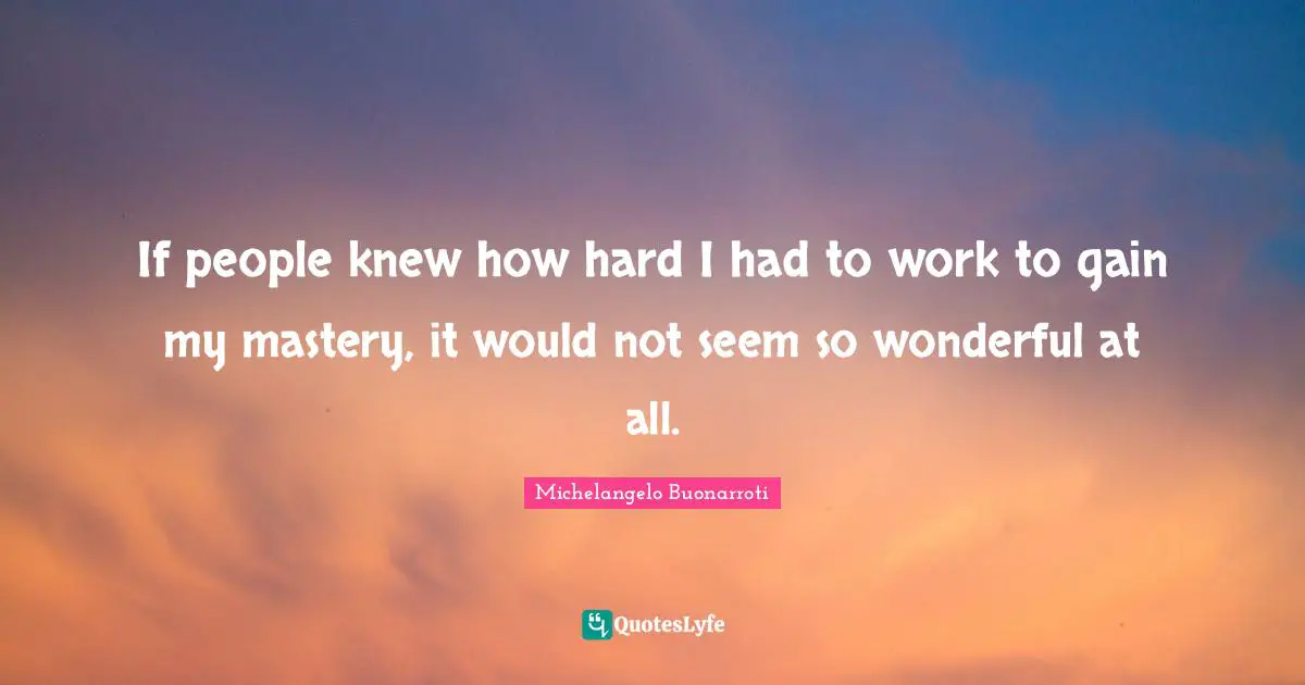 Michelangelo Buonarroti Quotes: If people knew how hard I had to work to gain my mastery, it would not seem so wonderful at all.