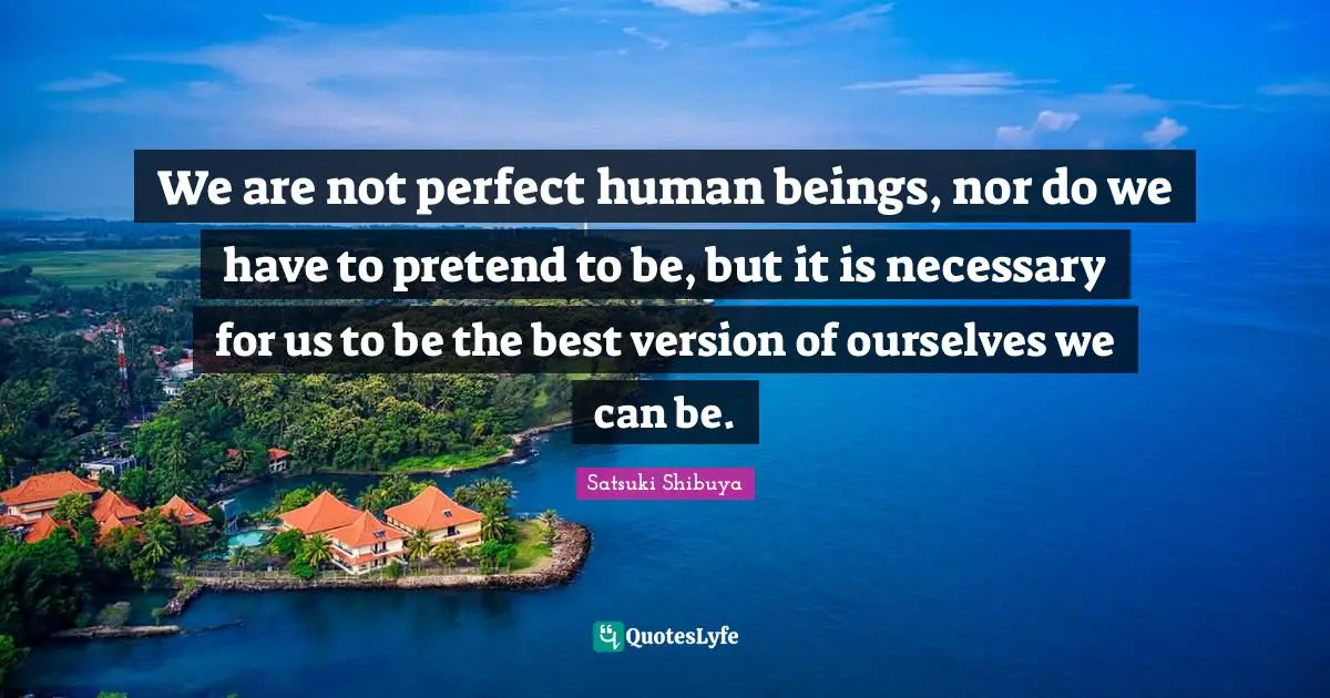 We are not perfect human beings, nor do we have to pretend to be, but it is necessary for us to be the best version of ourselves we can be.