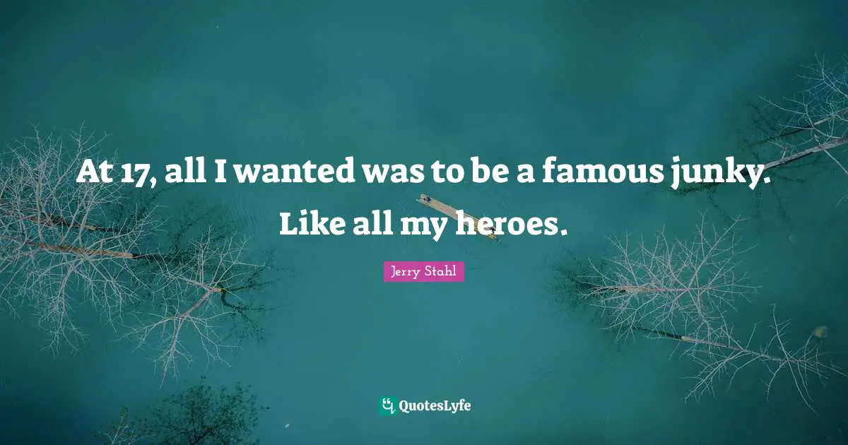 At 17, all I wanted was to be a famous junky. Like all my heroes.