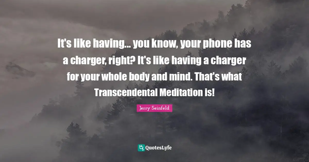 It's like having... you know, your phone has a charger, right? It's like having a charger for your whole body and mind. That's what Transcendental Meditation is!