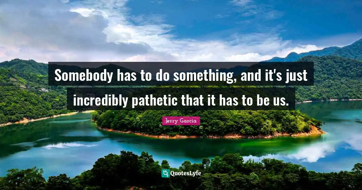 Politics Quotes: "Somebody has to do something, and it's just incredibly pathetic that it has to be us."