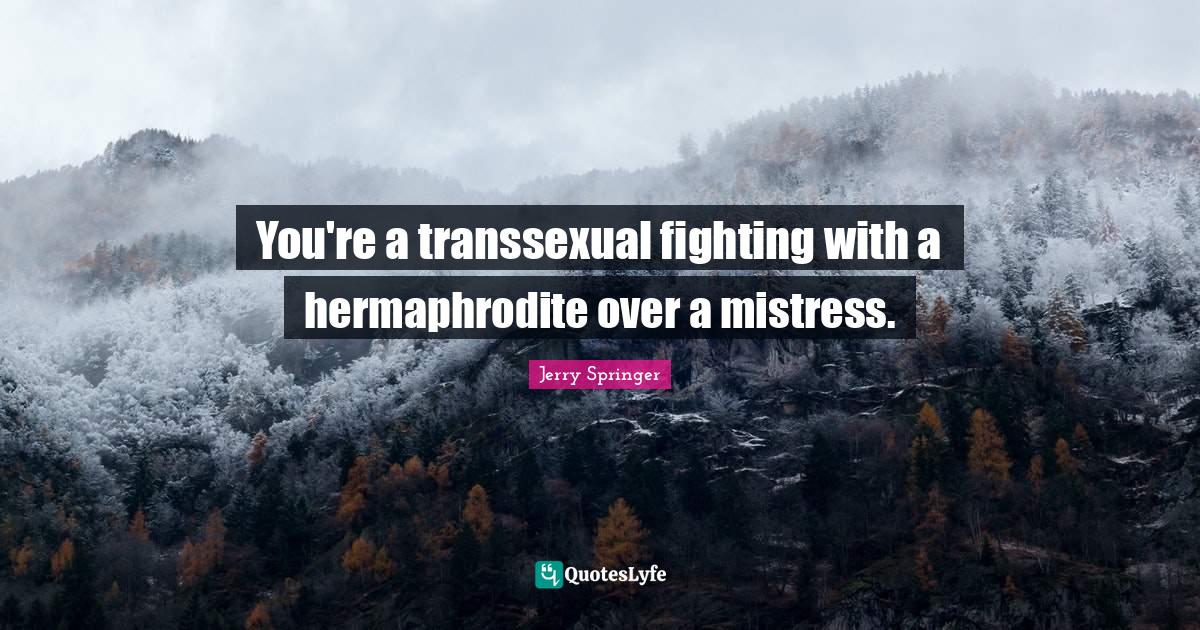 You're a transsexual fighting with a hermaphrodite over a mistress