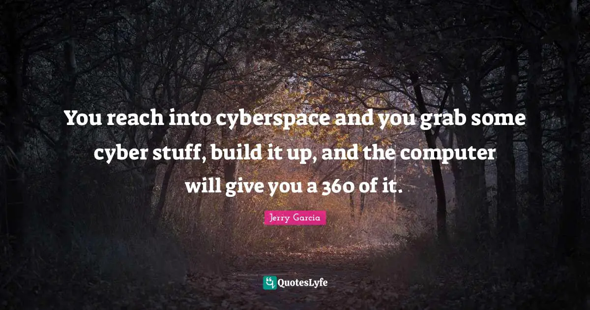 Cyberspace Quotes: "You reach into cyberspace and you grab some cyber stuff, build it up, and the computer will give you a 360 of it."