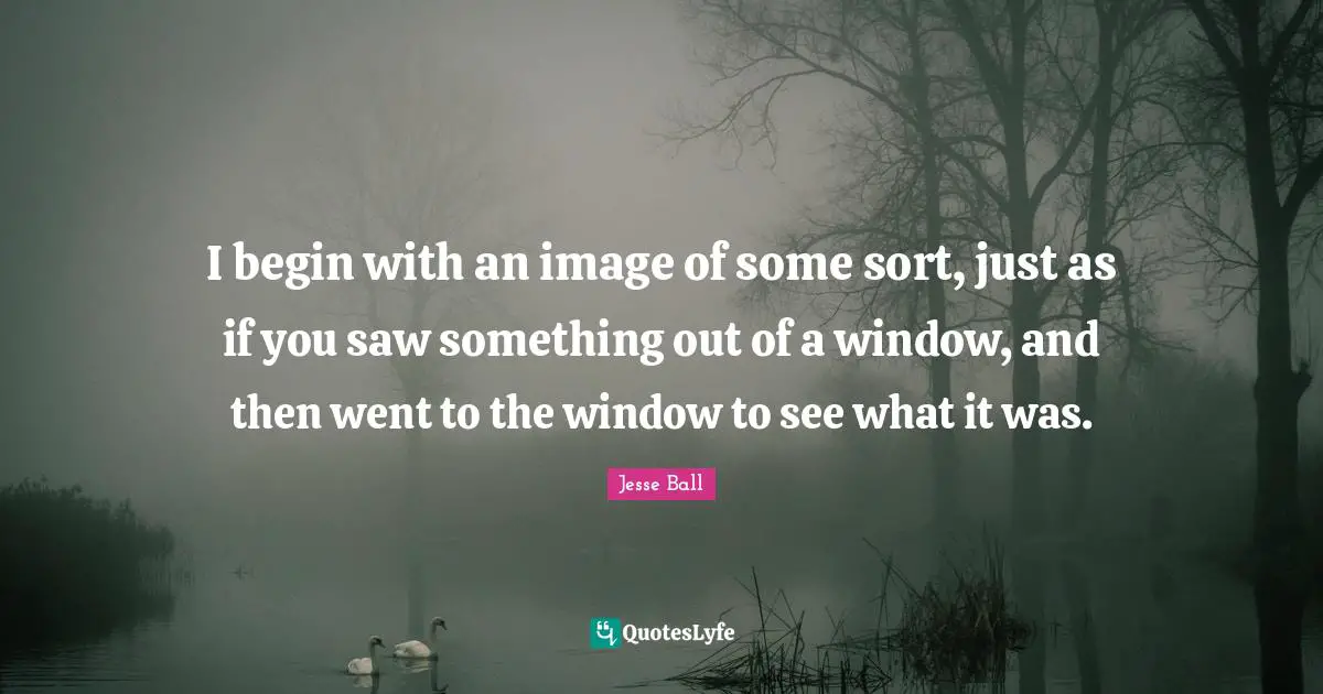 I begin with an image of some sort, just as if you saw something out of a window, and then went to the window to see what it was.