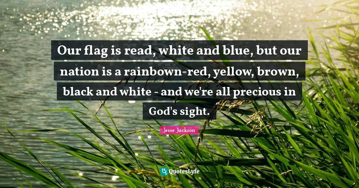 Sight Quotes: "Our flag is read, white and blue, but our nation is a rainbown-red, yellow, brown, black and white - and we're all precious in God's sight."
