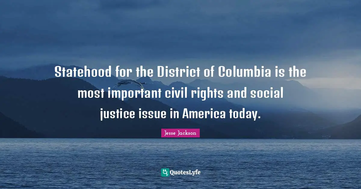 Statehood for the District of Columbia is the most important civil rights and social justice issue in America today.