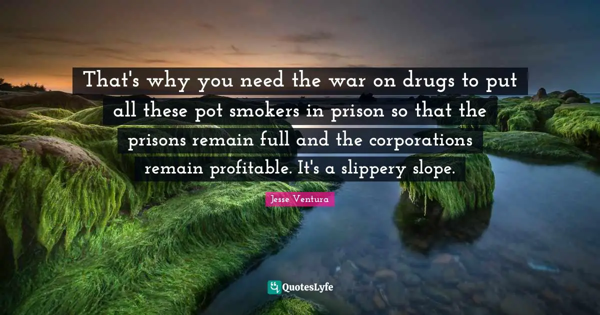 That's why you need the war on drugs to put all these pot smokers in prison so that the prisons remain full and the corporations remain profitable. It's a slippery slope.