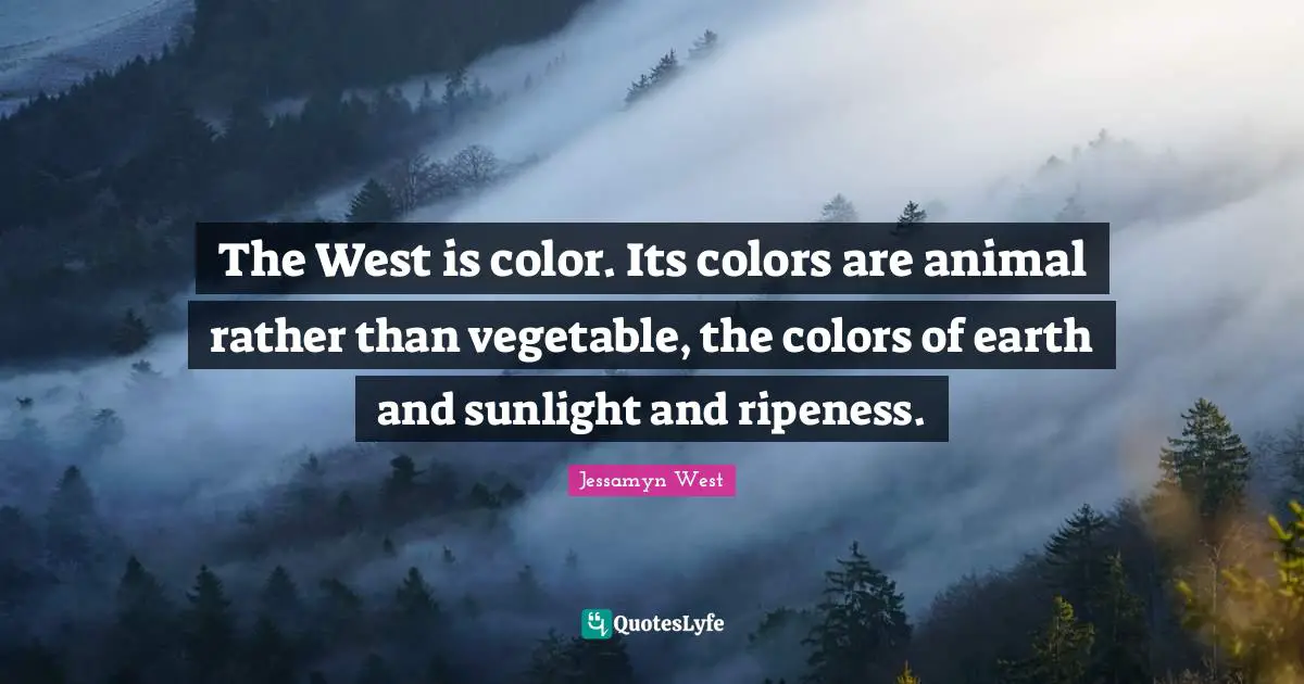 The West is color. Its colors are animal rather than vegetable, the colors of earth and sunlight and ripeness.