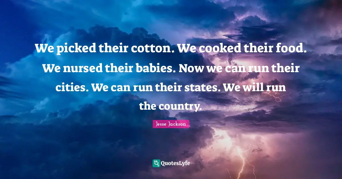 We picked their cotton. We cooked their food. We nursed their babies. Now we can run their cities. We can run their states. We will run the country.