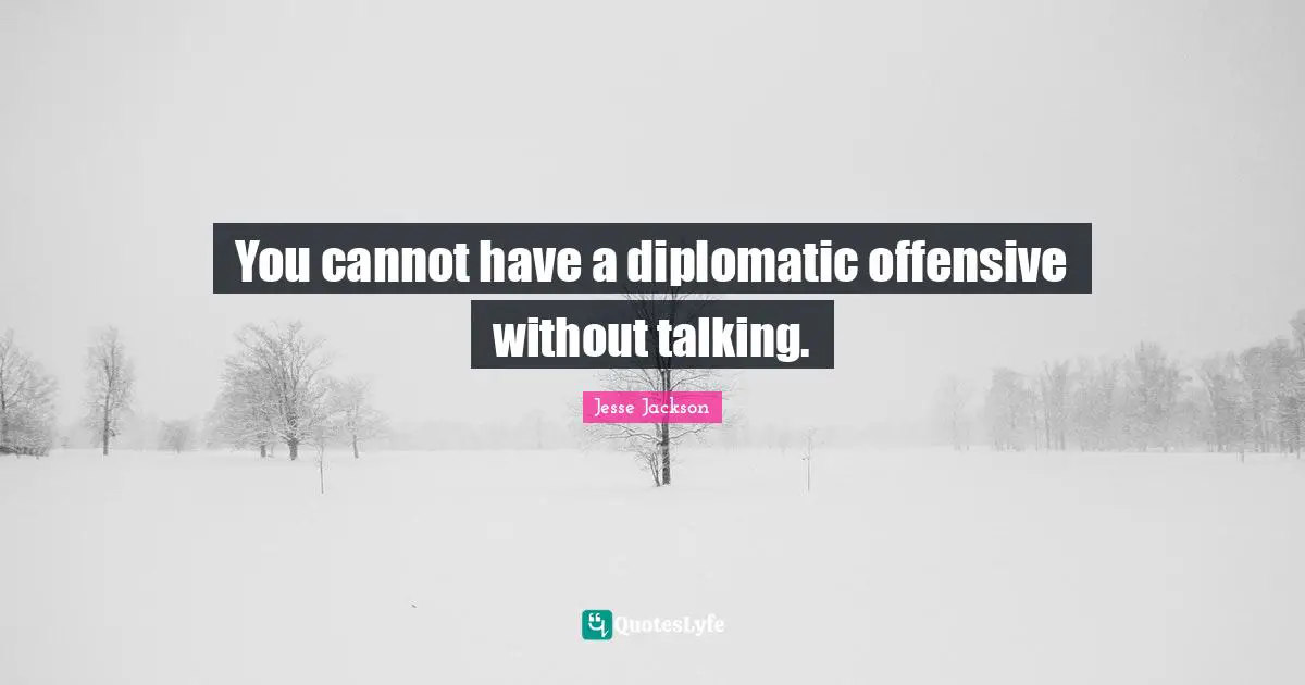 You cannot have a diplomatic offensive without talking.