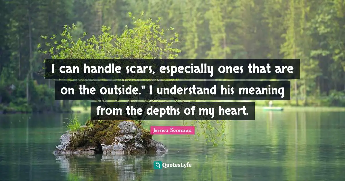 I can handle scars, especially ones that are on the outside." I understand his meaning from the depths of my heart.