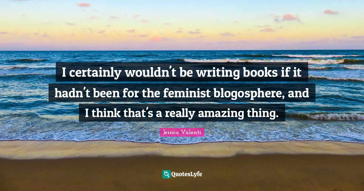 I certainly wouldn't be writing books if it hadn't been for the feminist blogosphere, and I think that's a really amazing thing.