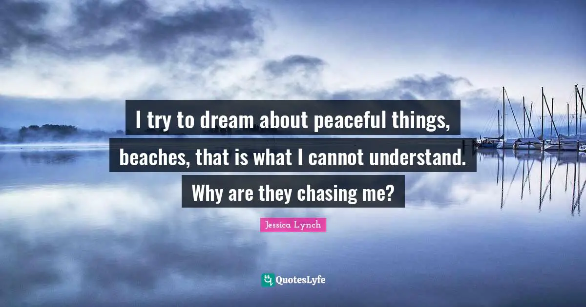 I try to dream about peaceful things, beaches, that is what I cannot understand. Why are they chasing me?