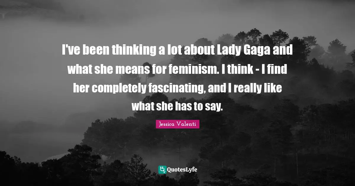 I've been thinking a lot about Lady Gaga and what she means for feminism. I think - I find her completely fascinating, and I really like what she has to say.