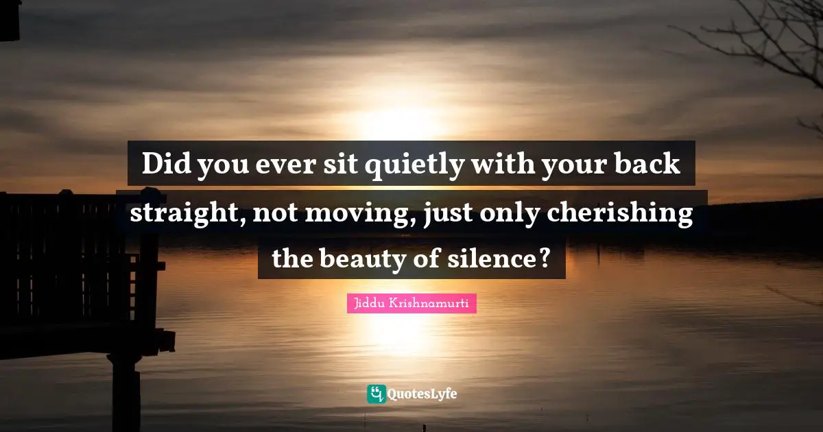 Did you ever sit quietly with your back straight, not moving, just only cherishing the beauty of silence?