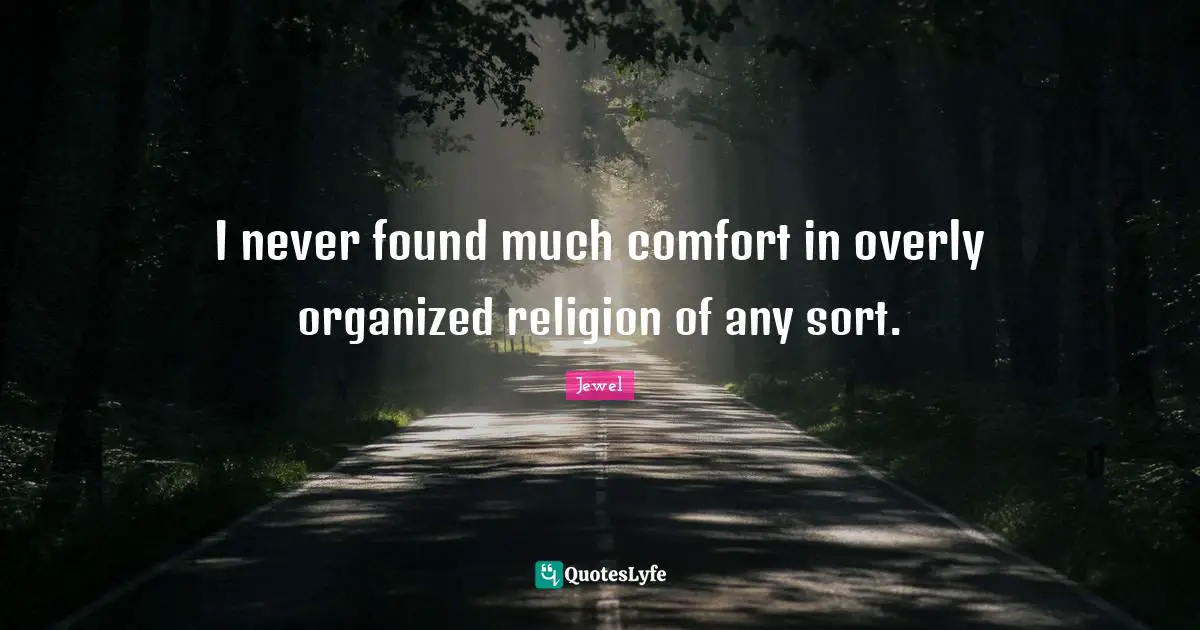 I never found much comfort in overly organized religion of any sort.