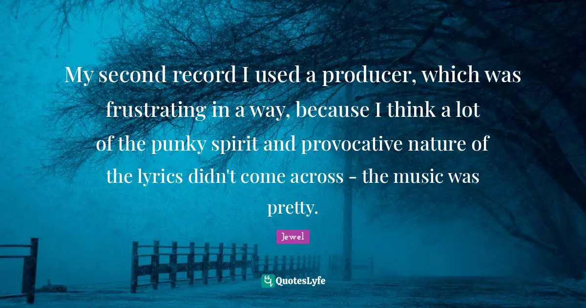 My second record I used a producer, which was frustrating in a way, because I think a lot of the punky spirit and provocative nature of the lyrics didn't come across - the music was pretty.