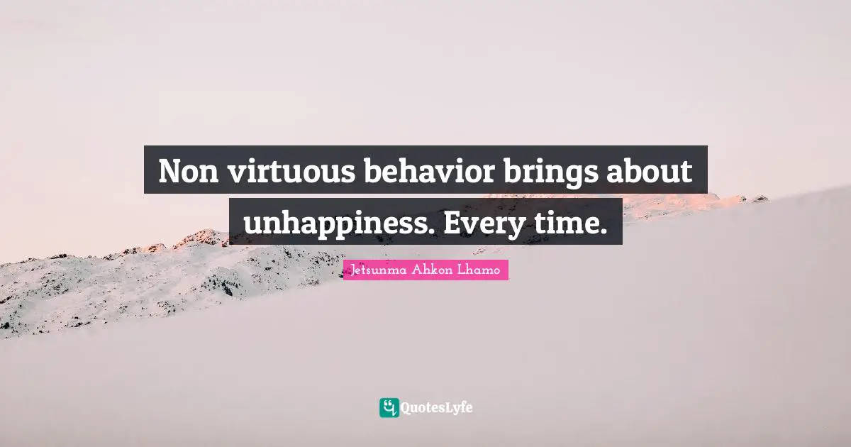 Non virtuous behavior brings about unhappiness. Every time.