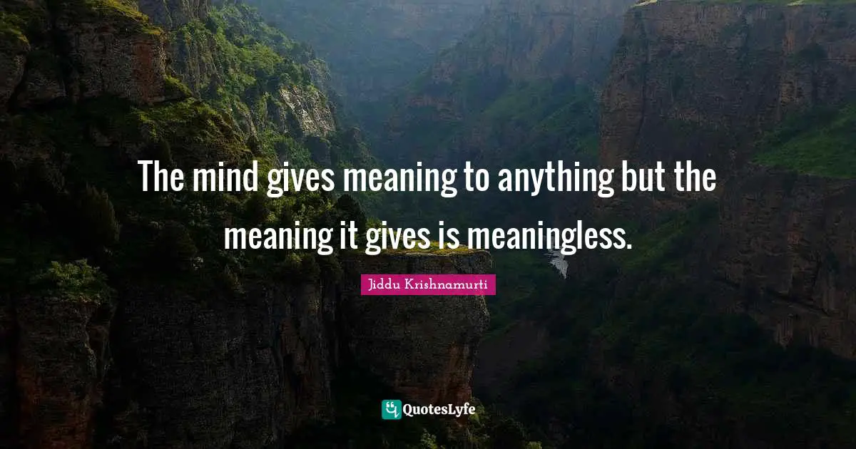 The mind gives meaning to anything but the meaning it gives is meaningless.