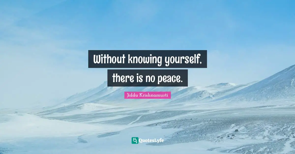 Know Yourself Quotes: "Without knowing yourself, there is no peace."