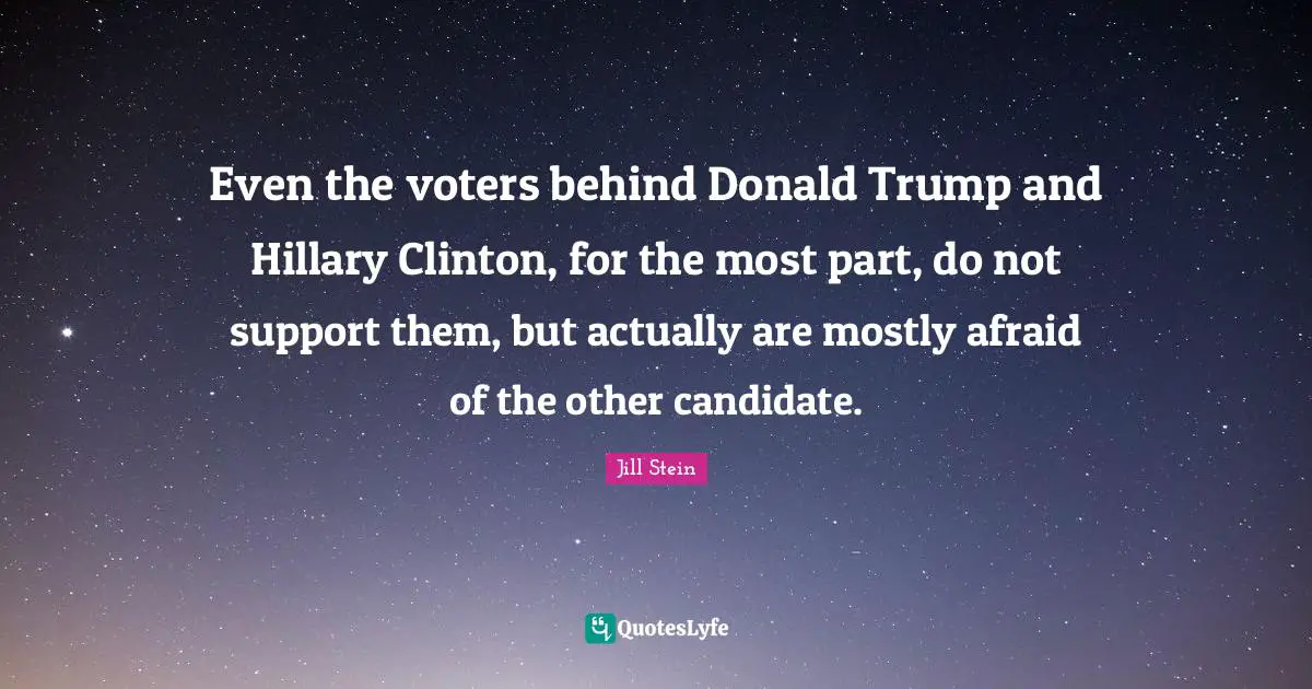 Even the voters behind Donald Trump and Hillary Clinton, for the most part, do not support them, but actually are mostly afraid of the other candidate.