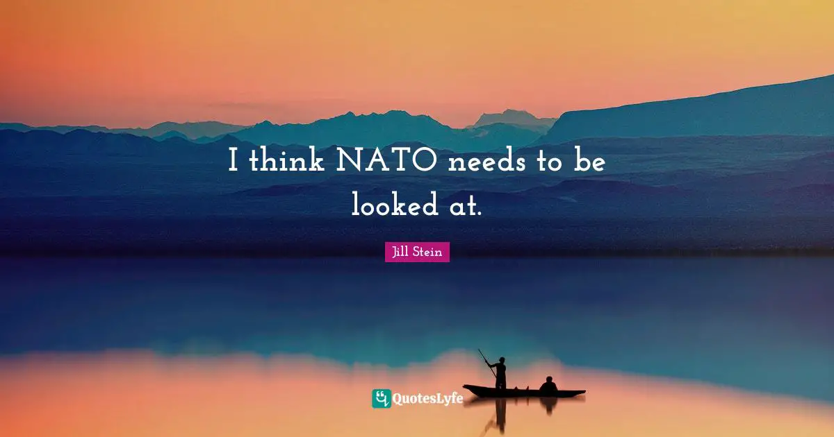 I think NATO needs to be looked at.