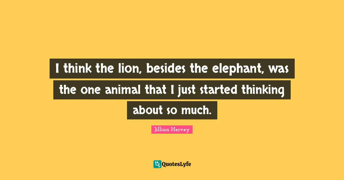 I think the lion, besides the elephant, was the one animal that I just started thinking about so much.