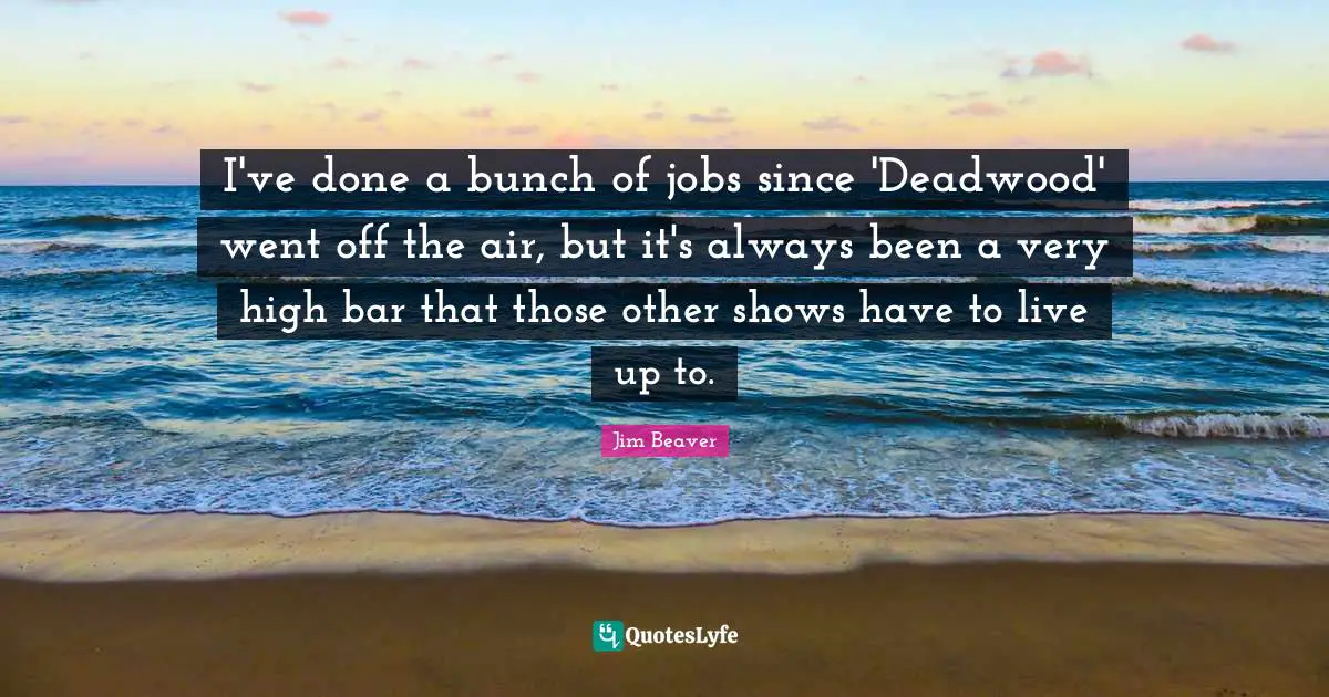 I've done a bunch of jobs since 'Deadwood' went off the air, but it's always been a very high bar that those other shows have to live up to.