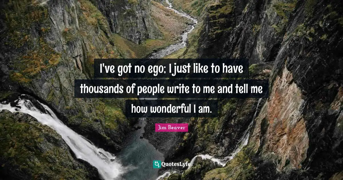 I've got no ego; I just like to have thousands of people write to me and tell me how wonderful I am.