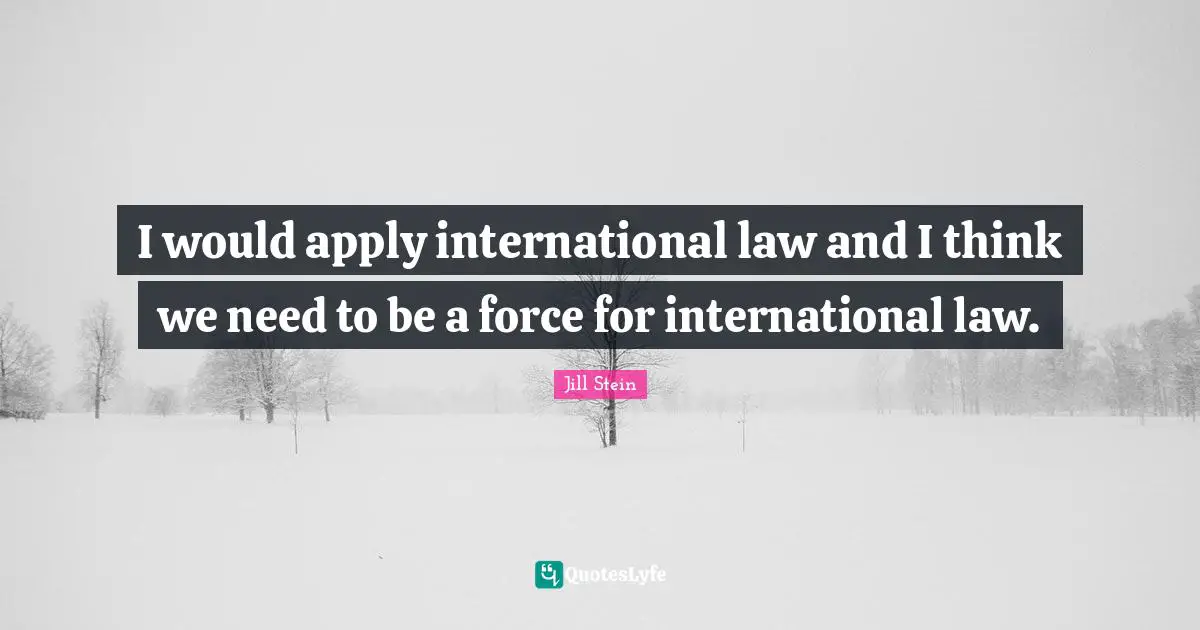 I would apply international law and I think we need to be a force for international law.