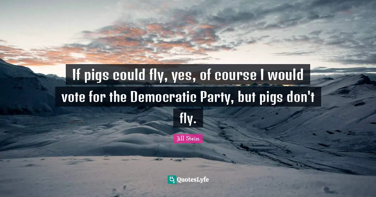 If pigs could fly, yes, of course I would vote for the Democratic Party, but pigs don't fly.
