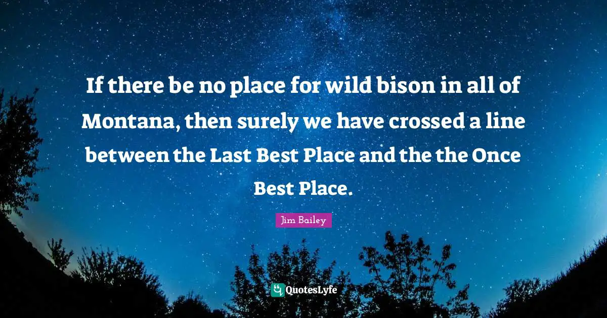 If there be no place for wild bison in all of Montana, then surely we have crossed a line between the Last Best Place and the the Once Best Place.