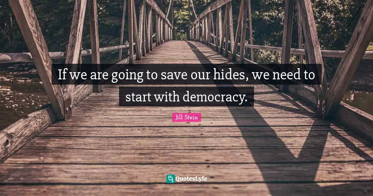 If we are going to save our hides, we need to start with democracy.