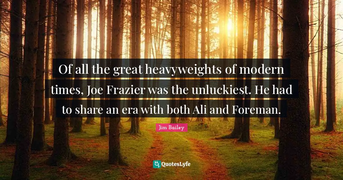 Of all the great heavyweights of modern times, Joe Frazier was the unluckiest. He had to share an era with both Ali and Foreman.